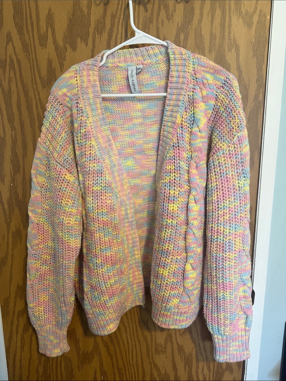Grace + Karma Pastel Multicolor Open-Front Knit Cardigan - Women